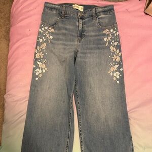 Abercrombie Kids Blue Jeans with Floral Embroidery